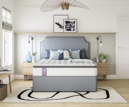 Sealy Abbey grey double bed Front view