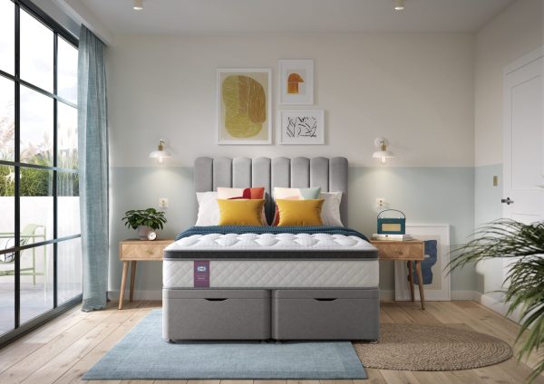 Sealy Buckingham grey bed Front